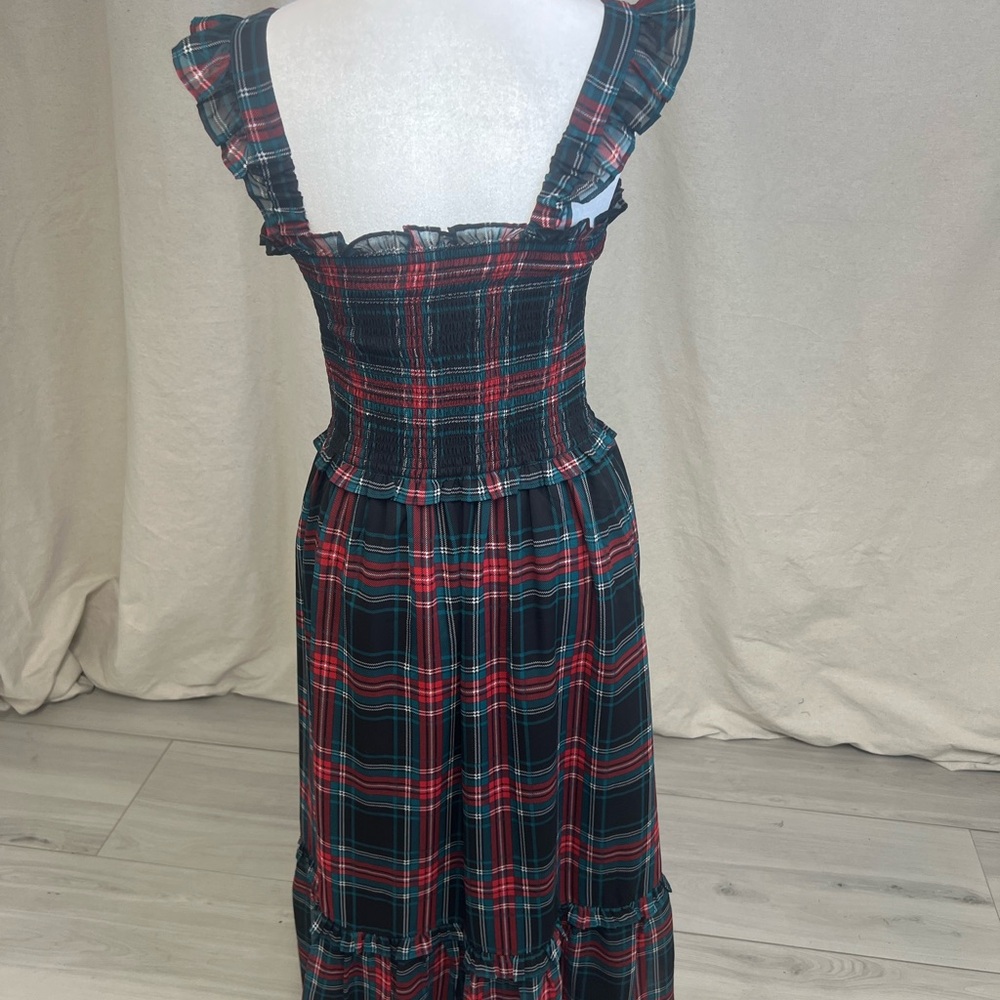 Draper James Kimberly Smocked Midi Dress in Georgia Plaid Preppy Ruffle Sz S - Picture 5 of 10
